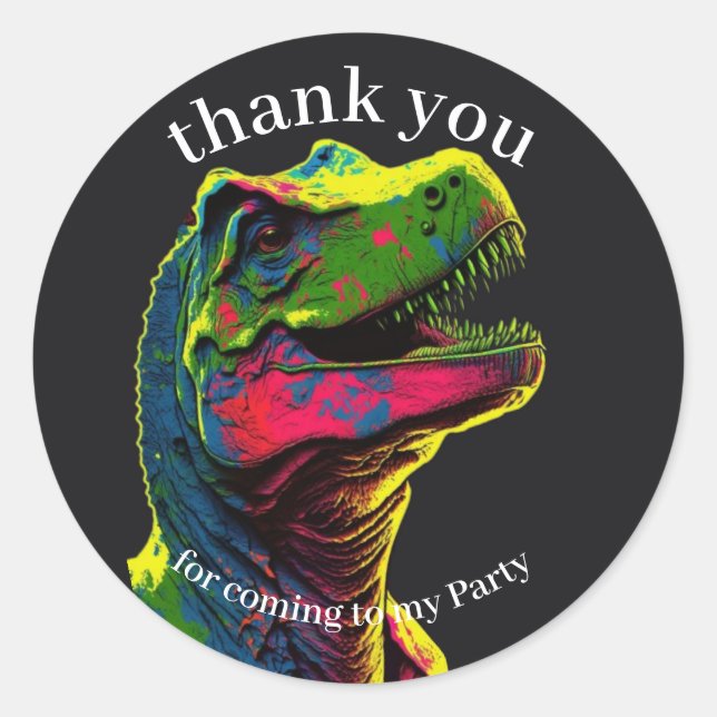 Dinosaur Thank You pink  Classic Round Sticker (Front)