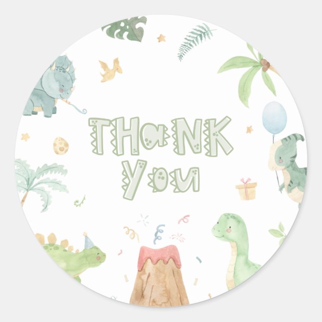 Dinosaur Thank You Sticker (Front)