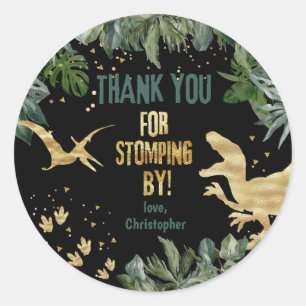 Dinosaur Thank You Stomping By Classic Round Sticker