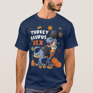 Dinosaur Thanksgiving Boys Turkey Saurus T Re Dino T-Shirt