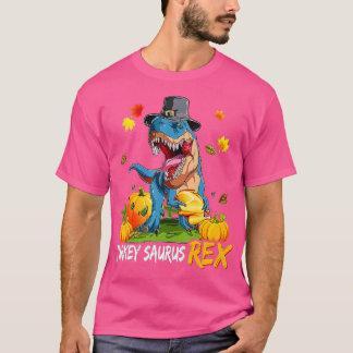 Dinosaur Thanksgiving Boys Turkey Saurus T rex Pil T-Shirt