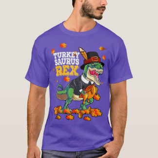 Dinosaur Thanksgiving Boys Turkey Saurus T rex Pil T-Shirt