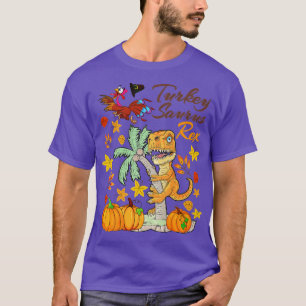Dinosaur Thanksgiving Boys Turkey Saurus T rex Pil T-Shirt