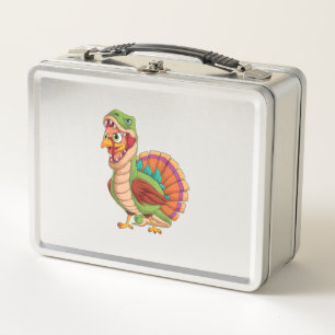 Dinosaur Thanksgiving Boys Turkey Saurus T rex Tur Metal Lunch Box