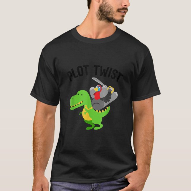 Dinosaur thanksgiving Turkey riding a Dino Tyranno T-Shirt (Front)