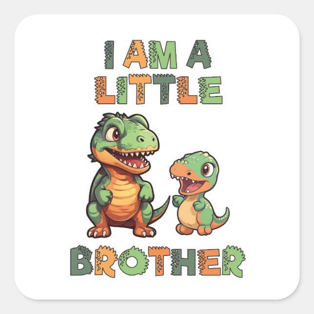 Dinosaur the Little Brother  Square Sticker (Front)