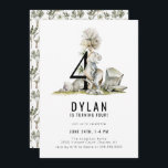 Dinosaur Theme 4th Birthday Party Invitation<br><div class="desc">Cute watercolor prehistoric Dinosaur Theme,  4th birthday party invitation.</div>