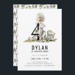 Dinosaur Theme 4th Birthday Party Invitation<br><div class="desc">Cute watercolor prehistoric Dinosaur Theme,  4th birthday party invitation.</div>