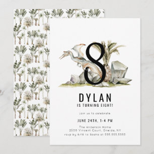 Dinosaur Theme 8th Birthday Party Invitation