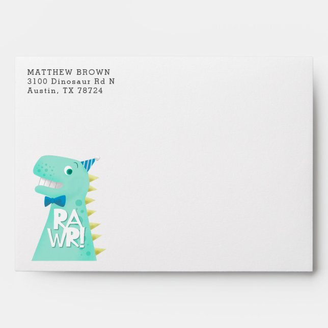 Dinosaur Theme Birthday Envelope (Front)
