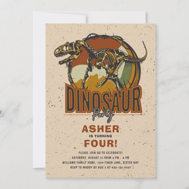 Dinosaur Theme Birthday Party  Invitation (Front)