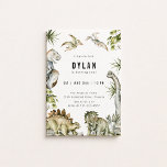 Dinosaur Theme Birthday Party Invitation<br><div class="desc">Cool dinosaur theme,  birthday party invitation. Watercolor prehistoric foliage and dinosaur border.</div>