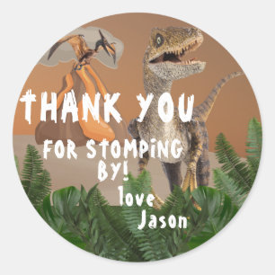 Dinosaur Theme Birthday Party Thank You  Classic Round Sticker