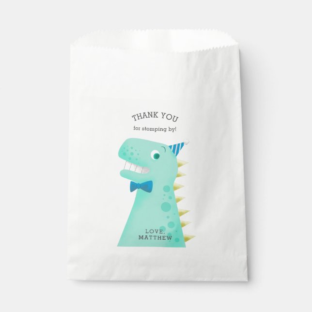 Dinosaur Theme Birthday Party Thank You Favour Bags (Front)