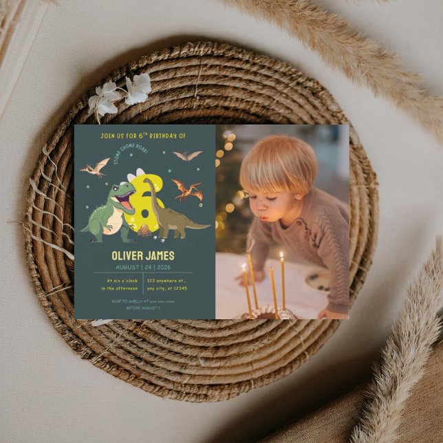 Dinosaur theme boy 6th birthday  invitation (Creator Uploaded)