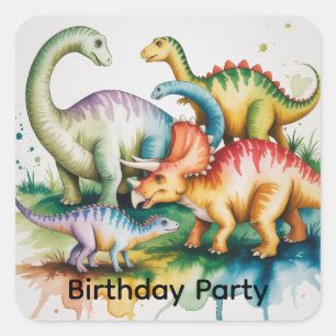 Dinosaur Theme Boy Birthday Party Square Sticker