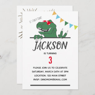 Dinosaur Theme Boy's Birthday Party Invitation