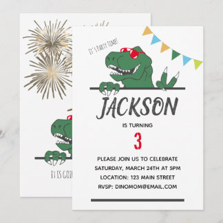 Dinosaur Theme Boy's Birthday Party Invitation