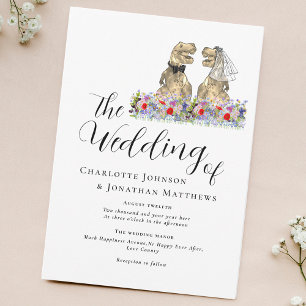 Dinosaur Theme Floral Wedding Invitation