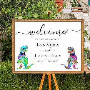 Dinosaur Theme Gay Wedding Welcome Poster