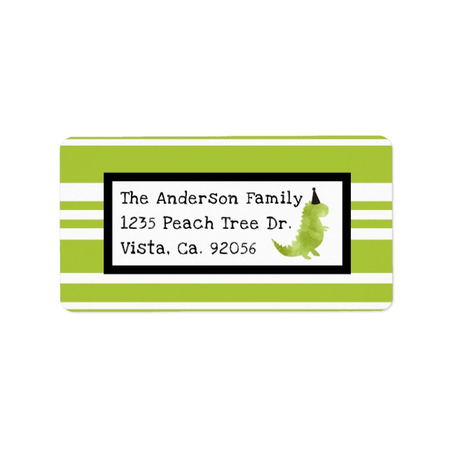 Dinosaur Theme Green and Black Little Dino theme Label (Front)