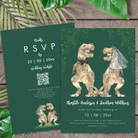 Dinosaur theme Green Wedding QR Code
