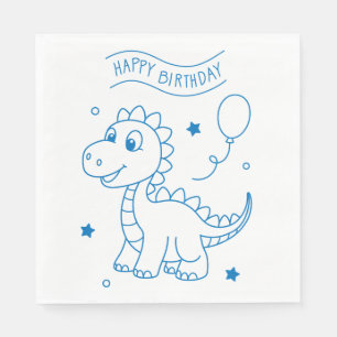 dinosaur theme happy birthday napkins