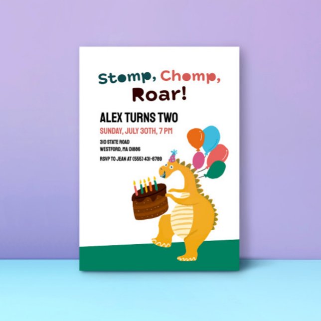 Dinosaur Theme Kids 2nd Birthday Party Invitations (Creator Uploaded)