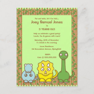 Dinosaur Theme Kid's Birthday Party Invitation