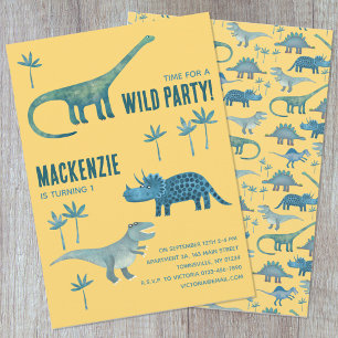 Dinosaur Theme Kids Birthday Party Invitation