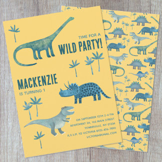 Dinosaur Theme Kids Birthday Party Invitation