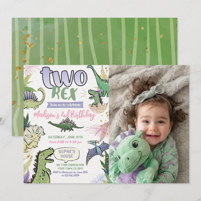 Dinosaur theme party invitation (Front/Back)