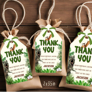 Dinosaur theme Thank you Favour Gift Tag 