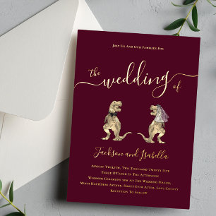Dinosaur theme Wedding Burgundy and Gold