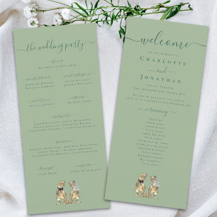 Dinosaur Theme Wedding Ceremony Program Sage Green Menu