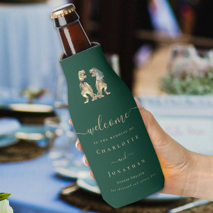 Dinosaur Theme Wedding Dark Green Bottle Cooler