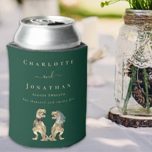Dinosaur Theme Wedding Dark Green Can Cooler