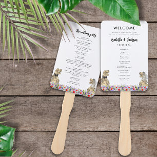 Dinosaur Theme Wedding Day Program Hand Fan