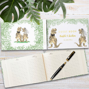 Dinosaur Theme Wedding Gold Foil Guest Book