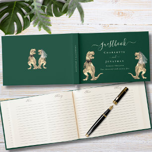 Dinosaur Theme Wedding Green and Gold Guest Book