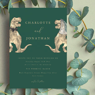 Dinosaur Theme Wedding Green Invitation