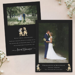 Dinosaur Theme Wedding Photo Thank You Black Card