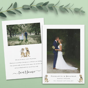 Dinosaur Theme Wedding Photo Thank You Card