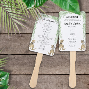 Dinosaur theme Wedding Program Hand Fan