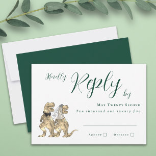 Dinosaur Theme Wedding Reply RSVP Card