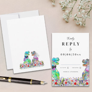 Dinosaur Theme Wedding Reply RSVP Card