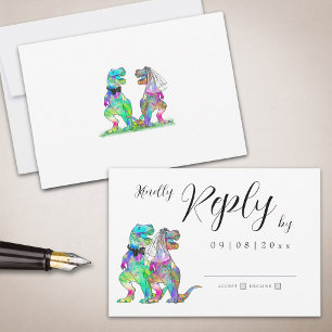 Dinosaur Theme Wedding Reply RSVP Card