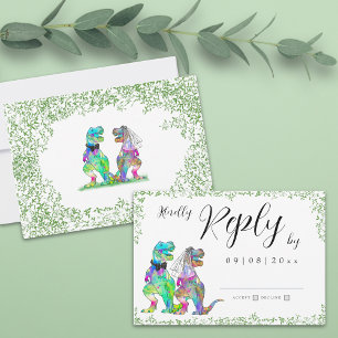 Dinosaur Theme Wedding Reply RSVP Card