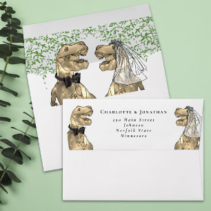 Dinosaur Theme Wedding Return Address  Envelope