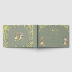 Dinosaur Theme Wedding Sage Green Gold Guest Book